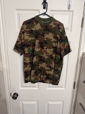 Men's Short Sleeve Camo Crewneck T-Shirt - Olive/Brown